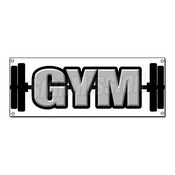 Signmission GYM BANNER SIGN gymnasium workout health club exercise elliptical free weights B-Gym - main
